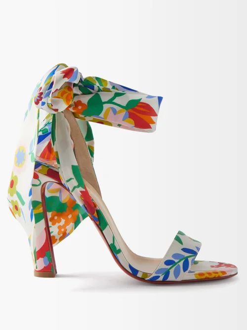 Crosse Du Desert 100 Floral Silk-satin Sandals - Womens - Multi