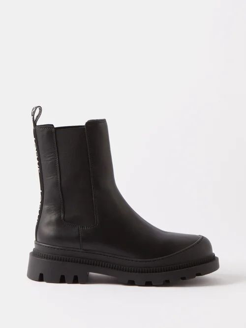 Logo-jacquard Leather Chelsea Boots - Womens - Black
