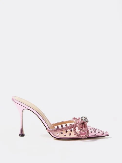Double Bow 100 Crystal-embellished Pvc Pumps - Womens - Pink