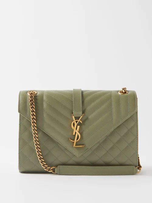 Envelope Medium Quilted-leather Shoulder Bag - Womens - Light Green