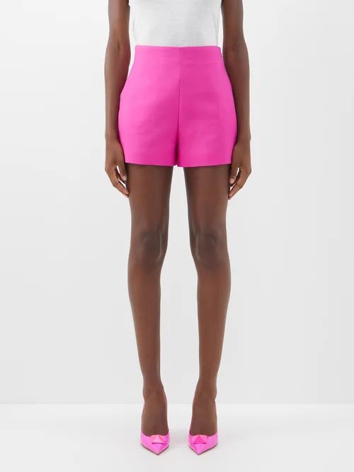 Crepe Couture Wool-blend Shorts - Womens - Pink
