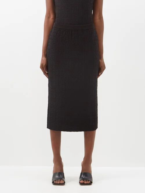 4g-jacquard Stretch-knit Pencil Skirt - Womens - Black