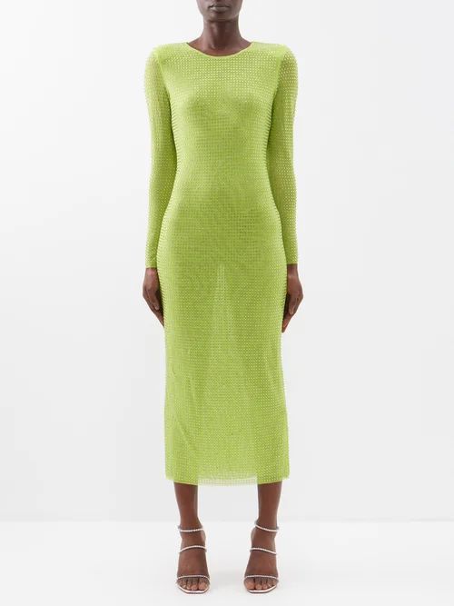 Crystal-embellished Jersey Midi Dress - Womens - Bright Green