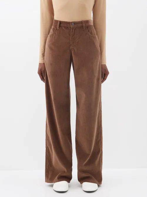 Eglitta Cotton-blend Corduroy Wide-leg Trousers - Womens - Brown