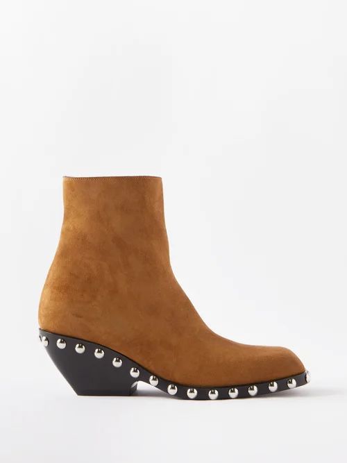 Hooper Studded Suede Ankle Boots - Womens - Tan