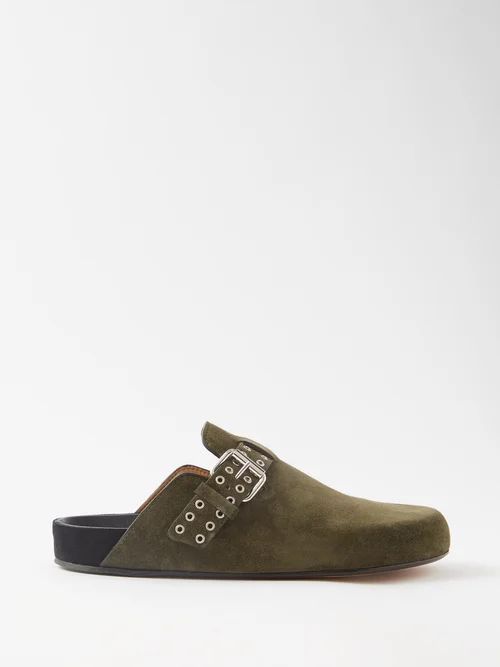Mirvin Suede Backless Loafers - Womens - Khaki Multi