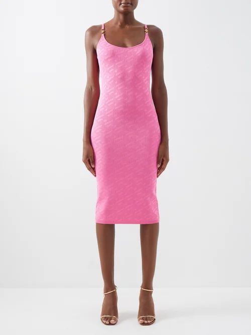 La Greca Jacquard Jersey Dress - Womens - Pink