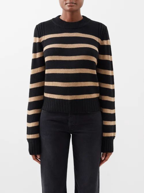 Jack Striped Wool Sweater - Womens - Black