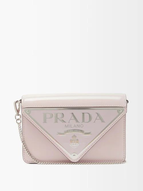 Logo Envelope-flap Spazzolato-leather Bag - Womens - Light Pink