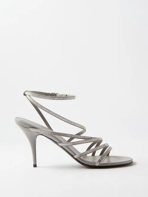 Glow 90 Crystal-embellished Leather Sandals - Womens - Silver