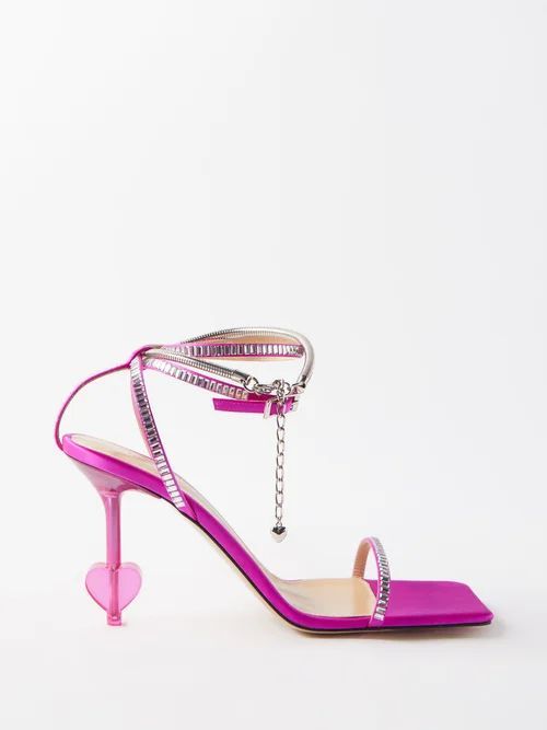 Heart 95 Crystal-embellished Satin Sandals - Womens - Fuchsia