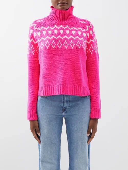 Nina Roll-neck Cashmere Sweater - Womens - Neon Pink