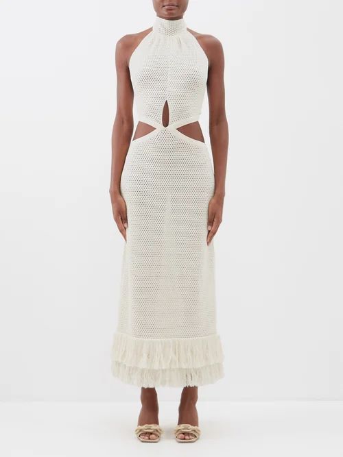Dramatic Irony Cotton-knit Maxi Dress - Womens - Cream