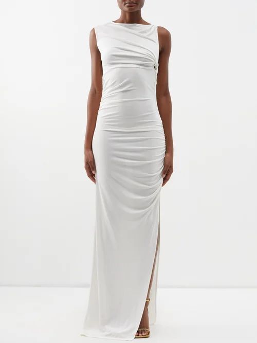 Gesine Boat-neck Twisted Maxi Dress - Womens - White