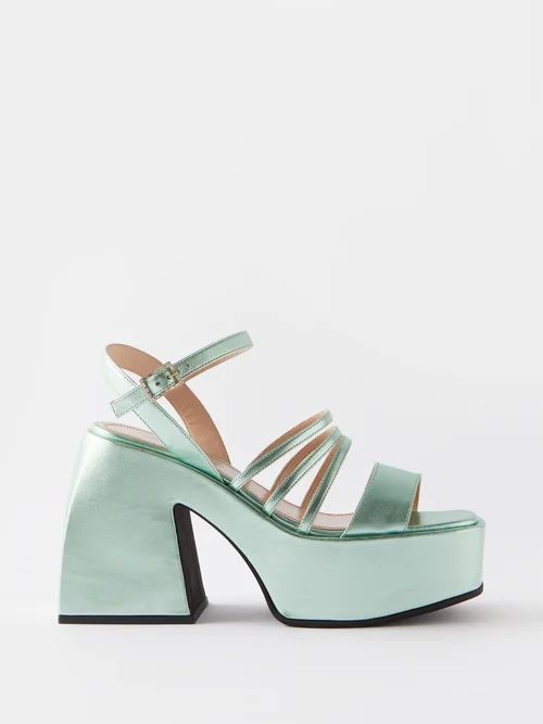 Bulla Chibi Metallic-leather Flatform Sandals - Womens - Green