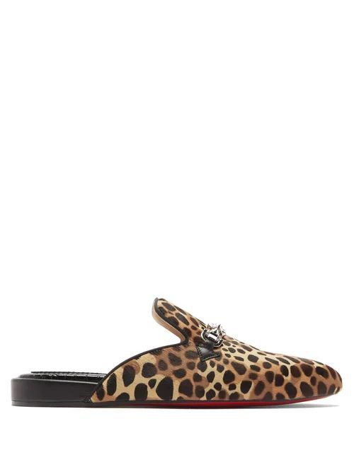 Coolito Cheetah-print Calf-hair Backless Loafers - Womens - Leopard