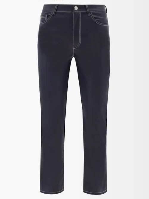 Elliot Faux-leather Cropped Trousers - Womens - Navy