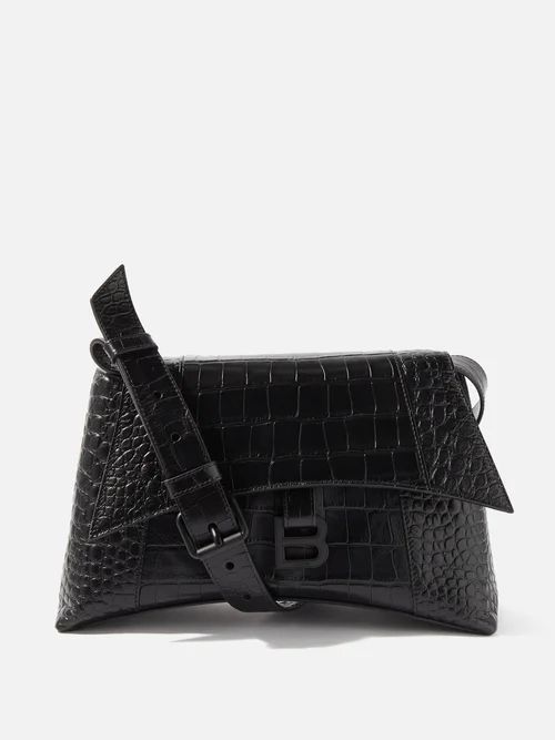 Downtown Crocodile-effect Leather Shoulder Bag - Womens - Black