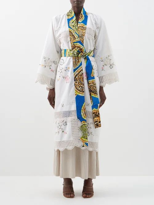 Kendima Embroidered Vintage-cotton Robe - Womens - Multi