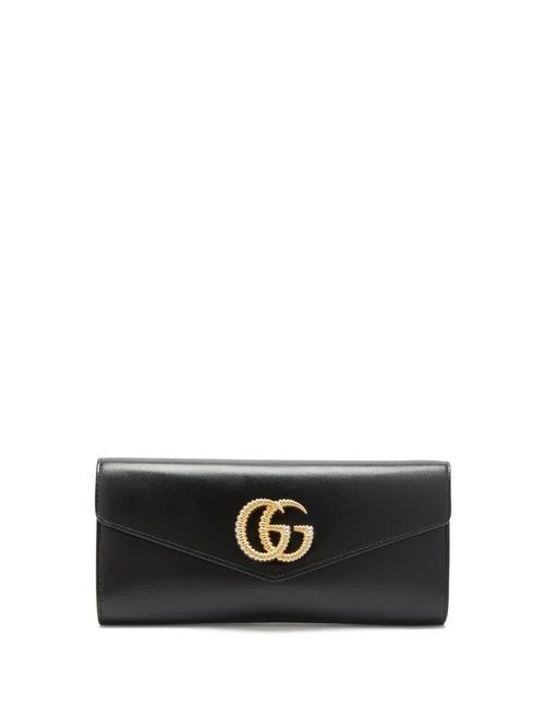 Broadway Gg-logo Leather Clutch Bag - Womens - Black