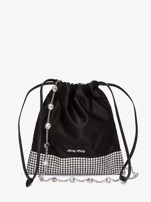 Crystal-embellished Satin Cross-body Bag - Womens - Black Multi