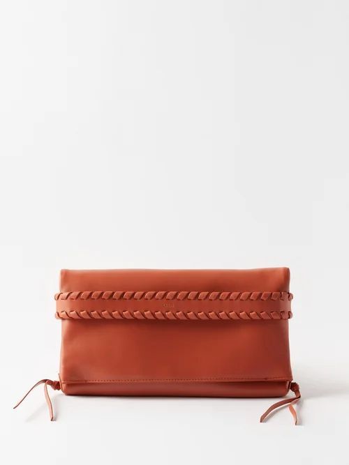 Mony Whipstitched Leather Clutch Bag - Womens - Tan