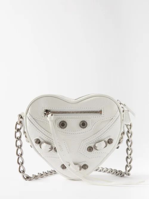 Le Cagole Heart Mini Leather Cross-body Bag - Womens - White