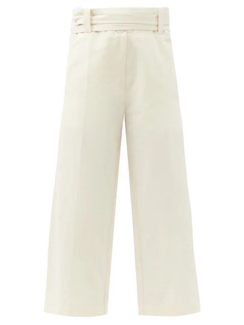 2 Moncler 1952 - High-rise Cropped Cotton-blend Wide-leg Trousers - Womens - White