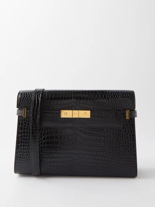 Manhattan Croc-effect Leather Shoulder Bag - Womens - Black