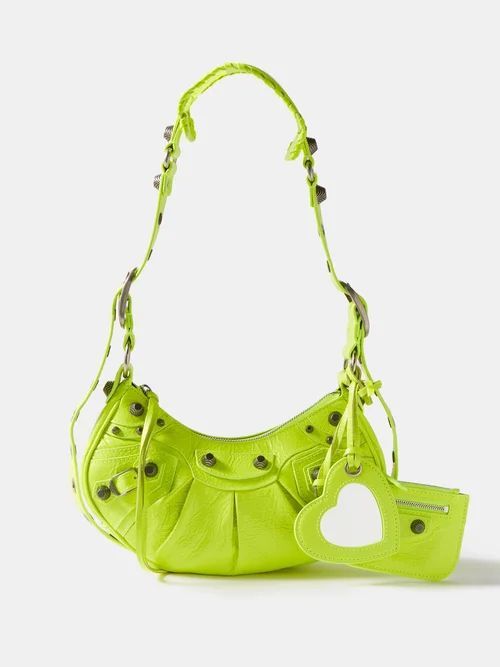 Le Cagole Xs Leather Shoulder Bag - Womens - Yellow