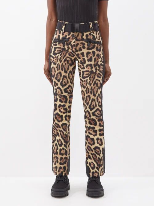 Jaguar-print Belted Softshell Ski Trousers - Womens - Leopard