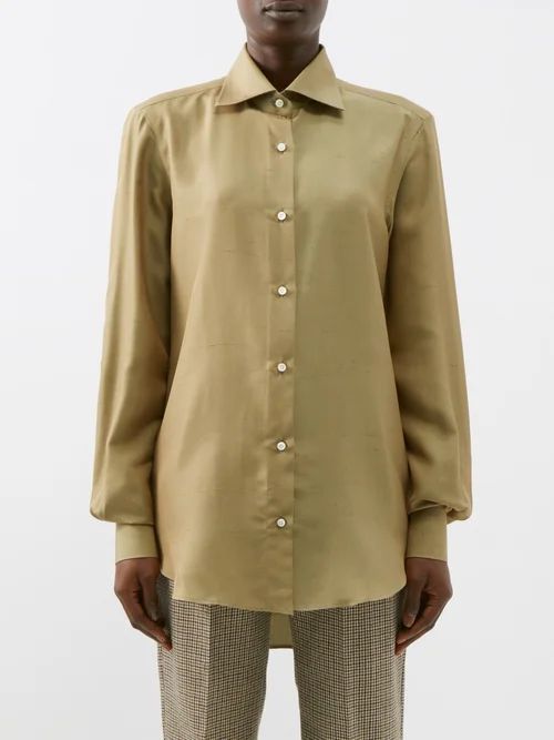 Husband Silk-dupion Shirt - Womens - Khaki