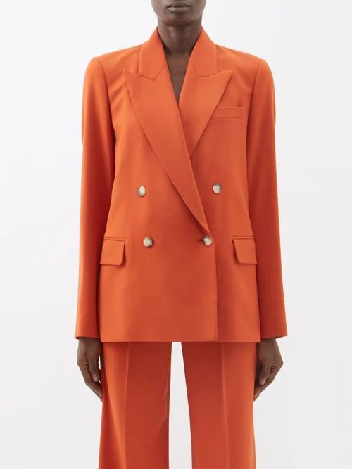 Jaden Double-breasted Stretch-wool Suit Jacket - Womens - Orange