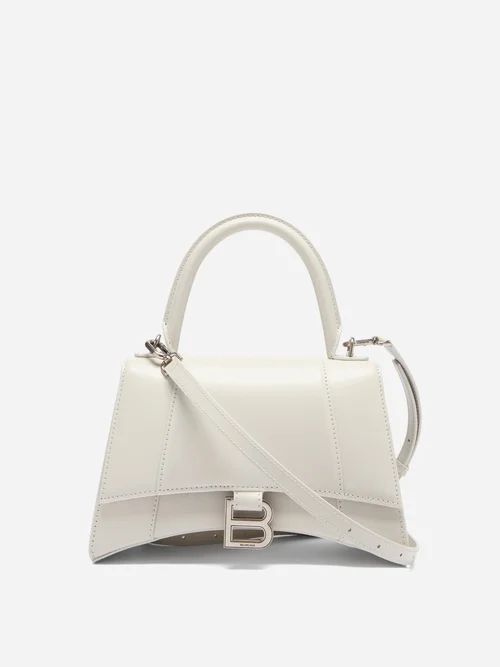 Hourglass S Grained-leather Bag - Womens - White
