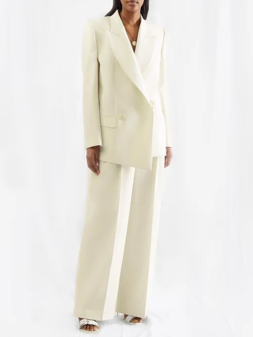 High-rise Pleated Suit Trousers - Womens - Ivory