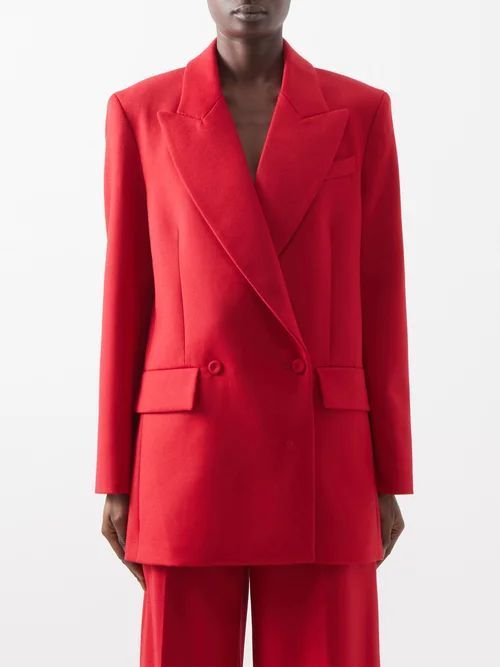 Mallory Double-breasted Wool Suit Jacket - Womens - Red