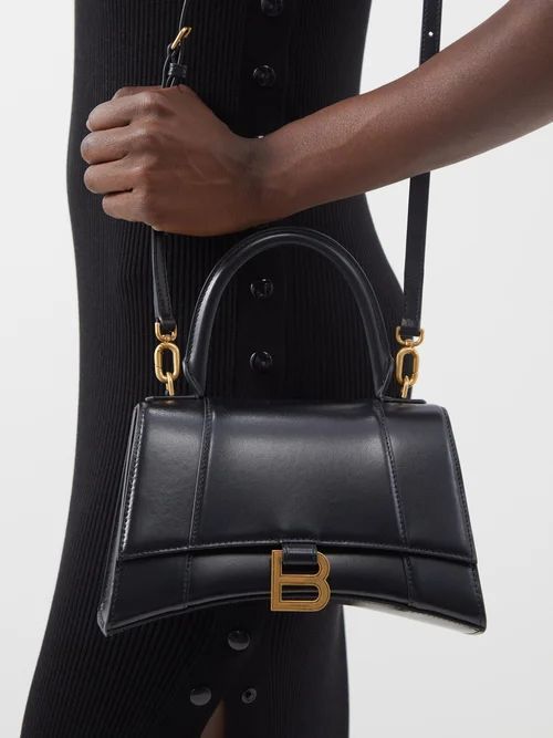 Hourglass Small Leather Bag - Womens - Black