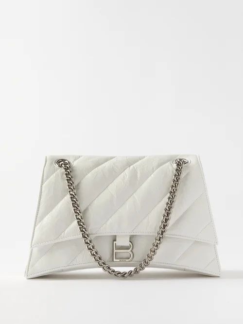 Crush M Quilted Creased-leather Shoulder Bag - Womens - White