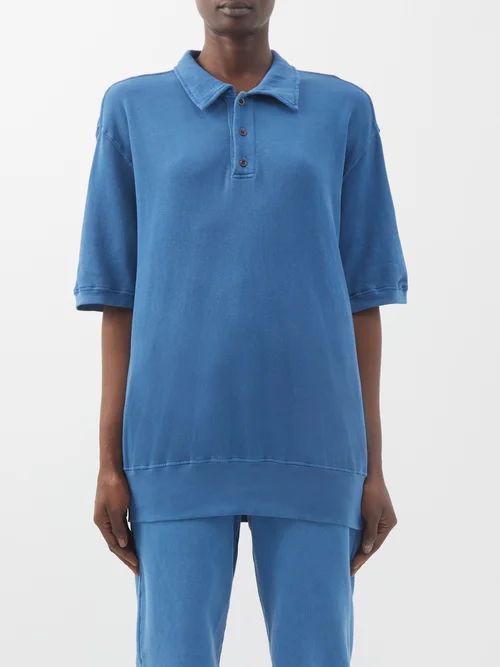 Brushed-back Cotton-jersey Polo Shirt - Womens - Blue