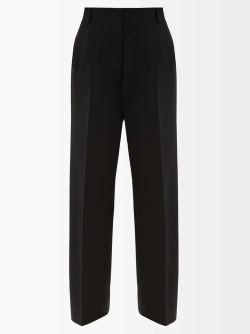 X Ilona Hamer Pleated Wool-blend Trousers - Womens - Black