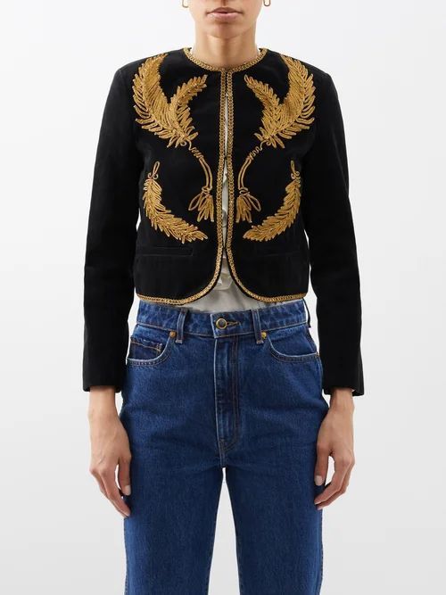 Patsy Embroidered Cotton Jacket - Womens - 01bk