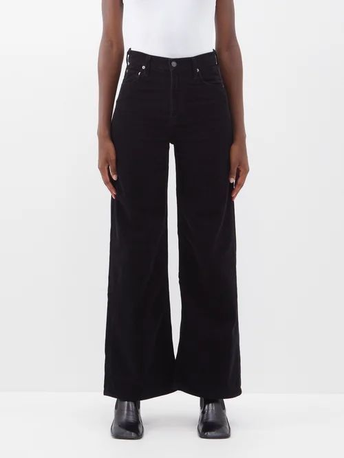 Paloma Corduroy Wide-leg Trousers - Womens - Black