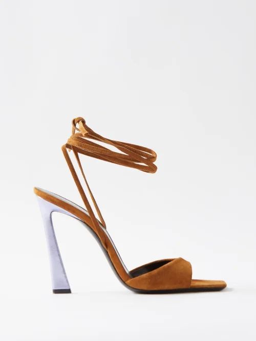 Paz 105 Ankle-tie Suede Sandals - Womens - Brown