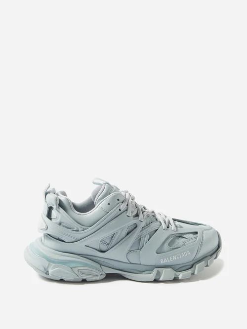 Track Panelled Trainers - Womens - Light Blue