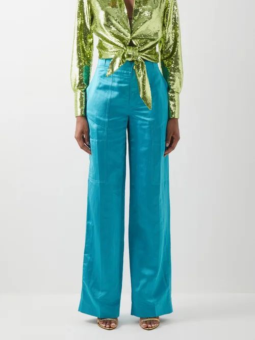 Tailored Lustrous Trousers - Womens - Light Blue