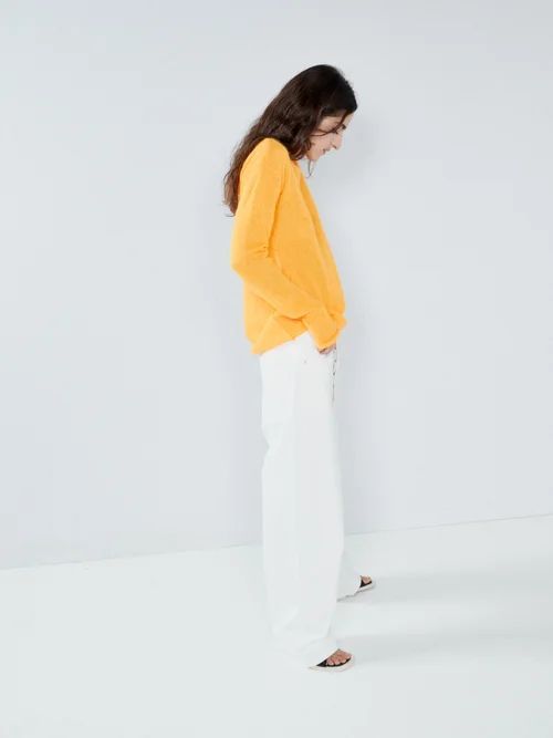 Open Knit Mohair And Wool-blend Jumper - Womens - Orange