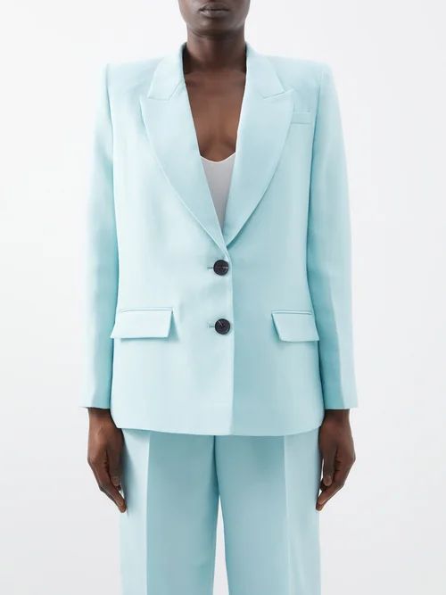 Single-breasted Wool-blend Suit Jacket - Womens - Blue
