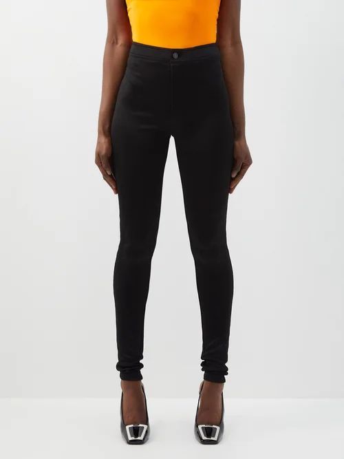 Slim-leg Jersey Trousers - Womens - Black