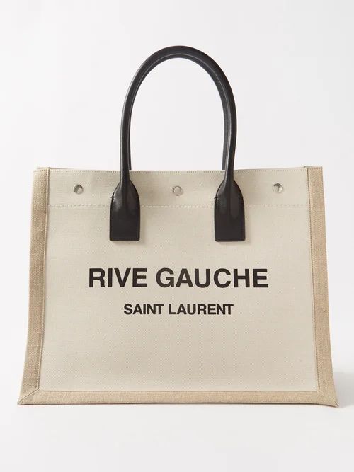 Rive Gauche Small Canvas Tote Bag - Womens - Beige
