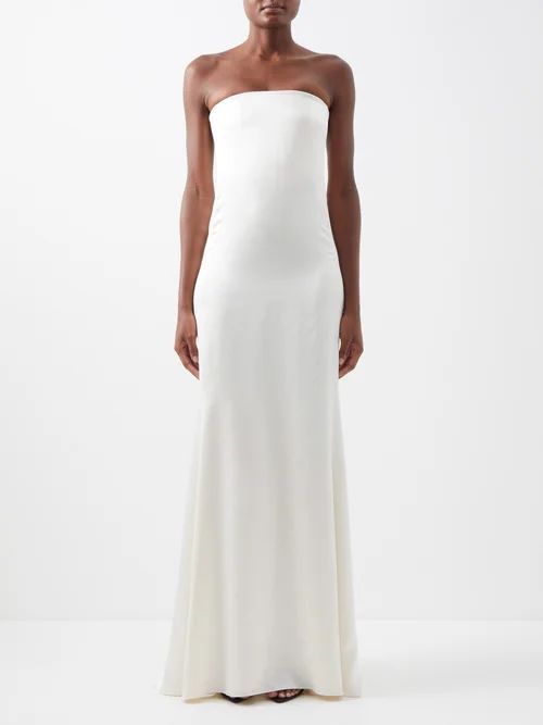 Strapless Silk-satin Gown - Womens - Ivory